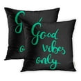 thumbnail image 1 of ARHOME Positive Hand Drawn Sign Good Vibes Only Calligraphy Copperplate Graphic Ink Pillowcase Cushion Cases 16x16 inch Set of 2, 1 of 1