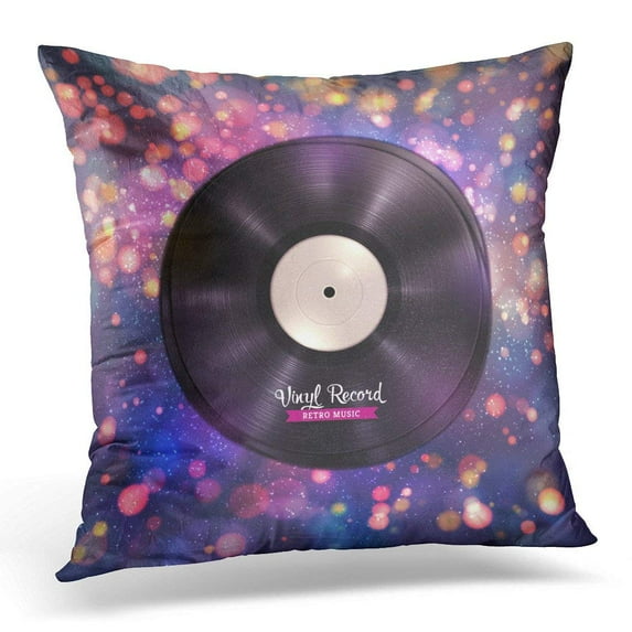 ARHOME Realistic Long Playing Lp Vinyl Record Gramophone on Colorful Blurred with Light Effects Bokeh Shiny Throw Pillow Case Pillow Cover Sofa Home Decor 16x16 Inches