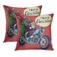 thumbnail image 1 of ARHOME Red Hand Drawing Style Santa Claus Riding Motorcycle to Delivering Christmas Man Pillow Case Pillow Cover 18x18 inch Set of 2, 1 of 1