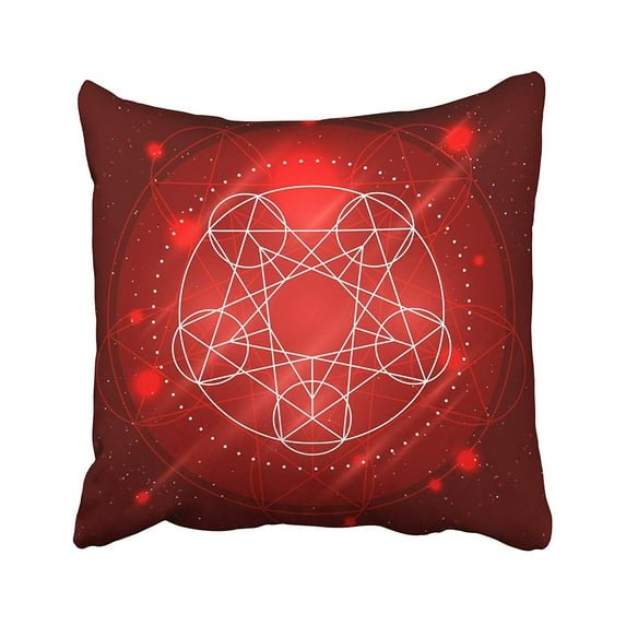 ARHOME Red Warcraft Magic Geometry Sign Alchemy Mystical Symbol on Space Abstract Ancient Pillow Case Pillow Cover 18x18 inch Throw Pillow Covers