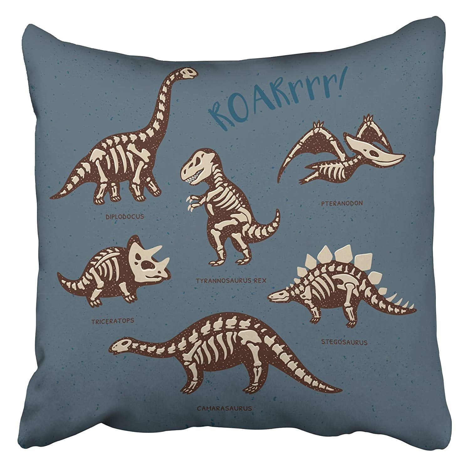 ARHOME Skeleton Funny Sketchy Fossil Dinosaurs with Text Roar Cartoon Dino  Kid Skull Animal Pillowcase Cushion Cover 16x16 inch - Walmart.com, image size:1500x1500