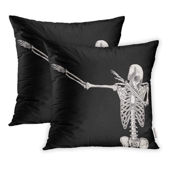 ARHOME Skeleton Human Dancing Dab on Perform Dabbing Move Gesture Posing Pillowcase Cushion Cover 20x20 inch, Set of 2