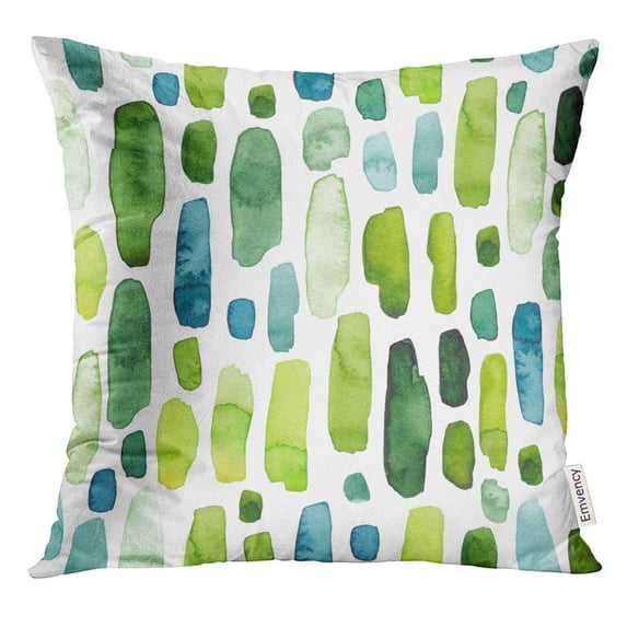 ARHOME Stripe of Watercolor Bright Green and Blue Splashes Shape Pillow Case 20x20 Inches Pillowcase