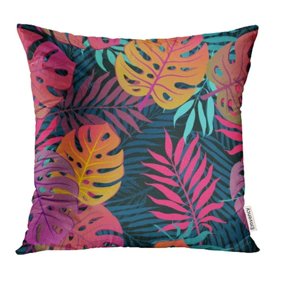 ARHOME Summer Exotic Floral Tropical Palm Banana Leaves Abstract Memphis Plant Flower Pillow Case Pillow Cover 20x20 inch Throw Pillow Covers