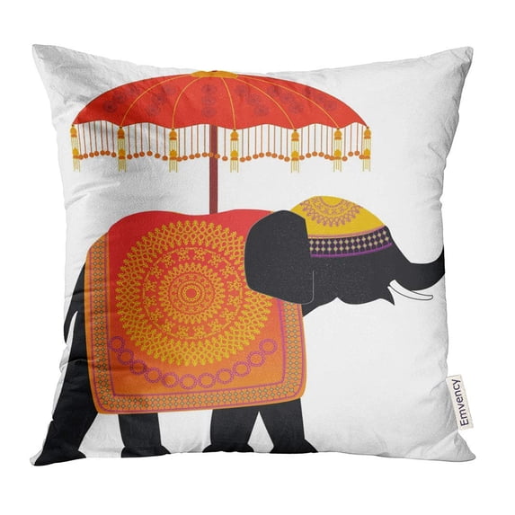 ARHOME Umbrella Decorated Elephant Bollywood India Moroccan Arabic Pillow Case 20x20 Inches Pillowcase