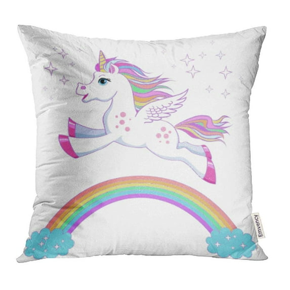 ARHOME Unicorn Magic Fantasy Horse for Children and Bags Childish Character White Pillow Case Pillow Cover 20x20 inch Throw Pillow Covers