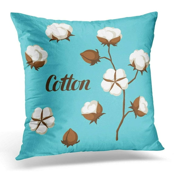 ARHOME White Agriculture of Cotton Flower Buds Bolls and Branch Blossom Pillow Case Pillow Cover 20x20 inch