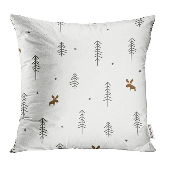 ARHOME White Christmas of Winter Forest with Moose Woods Deer Tree Abstract Animal Pillowcase Cushion Cover 16x16 inch