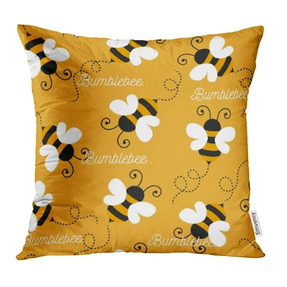 ARHOME White Honey Bee Pattern Yellow Abstract Baby Beautiful Bug Buzz Cartoon Cute Pillowcase Cushion Cases 16x16 inch