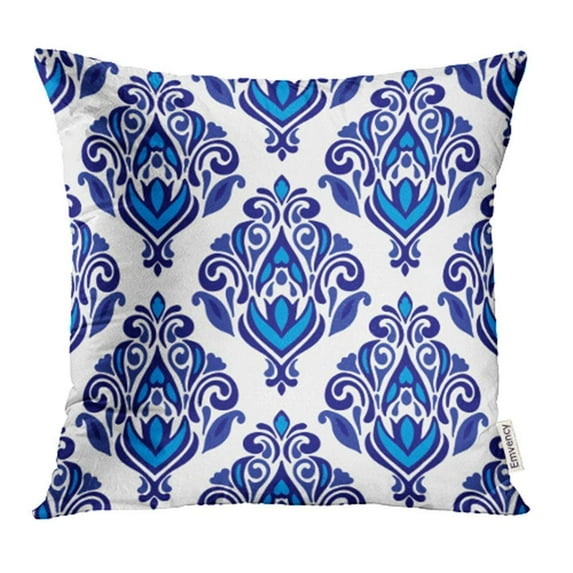 ARHOME White Ikat Luxury Damask Flourish Flower Blue Abstract Antique Baroque Carpet Pillow Case Pillow Cover 20x20 inch Throw Pillow Covers