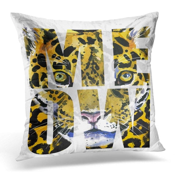 ARHOME White Jaguar Leopard Watercolor Meow Abstract Text Safari Pillows case 20x20 Inches Home Decor Sofa Cushion Cover