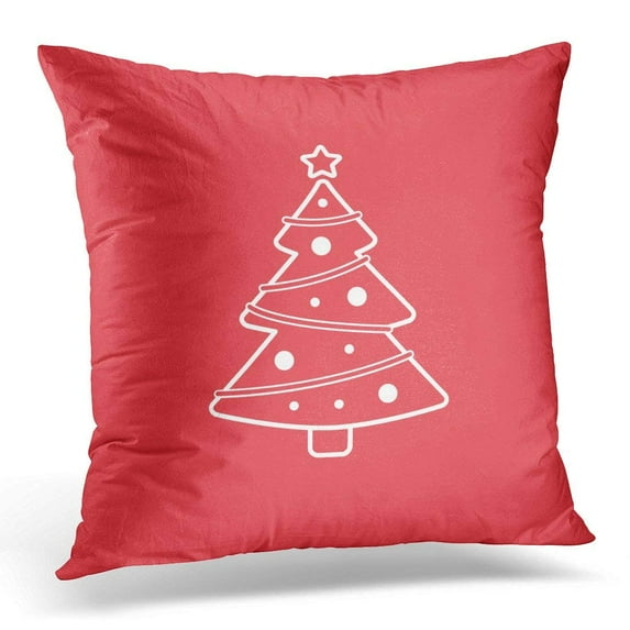 ARHOME White Silhouette Christmas Tree Line on Red Beautiful Throw Pillow Case Pillow Cover Sofa Home Decor 16x16 Inches