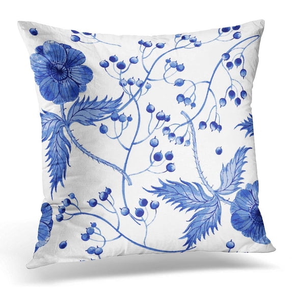 ARHOME White Vintage Floral Watercolor Pattern with Blue Flowers Fills Abstract Pillow Case Pillow Cover 20x20 inch