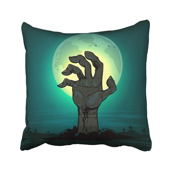 ARHOME Yellow Evil Halloween Dead Man's Arm from The Ground Illistration for Zombie Party Pillow Case Pillow Cover 18x18 inch Throw Pillow Covers