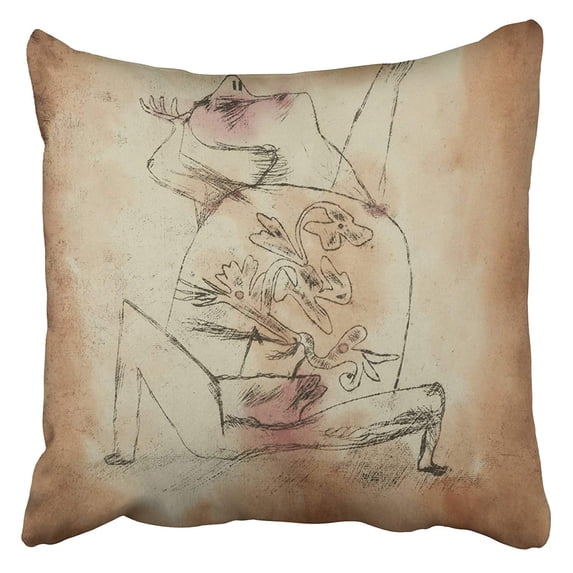 ARHOME the Pathos of Fertility By Paul Klee 1921 Swiss Drawing Watercolor and Ink on Line Pillow Case Cushion Cover 18x18 inch