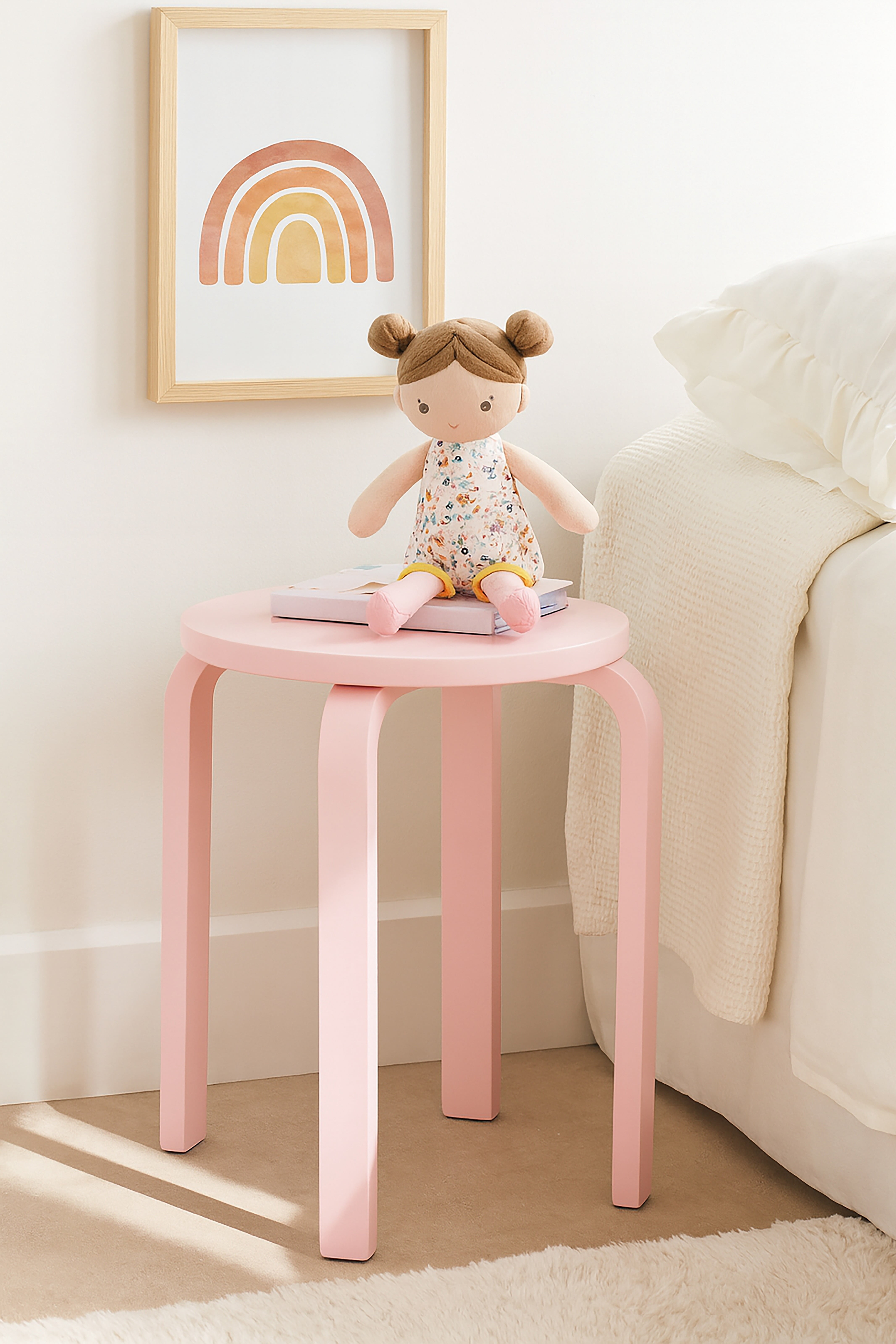 Mainstays Kids Wood Side Table, Blushing Rose