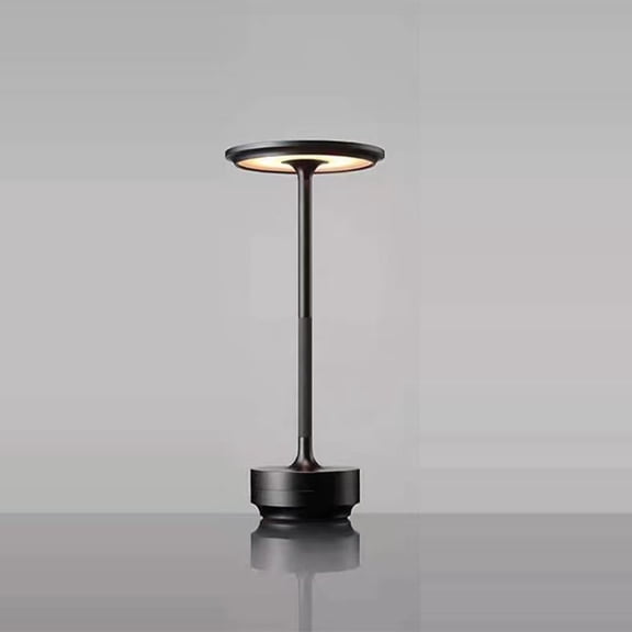 ARI Long UFO Cordless Table Lamp, Rechargeable 4-Level Dimmable Touch LED Accent Light, Metal, Black