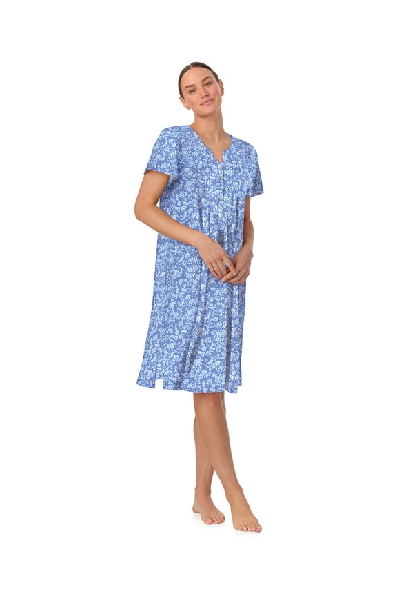 Women’s Short Sleeve Split Neck Sweater Knit Nightgown, Sizes XS-5X