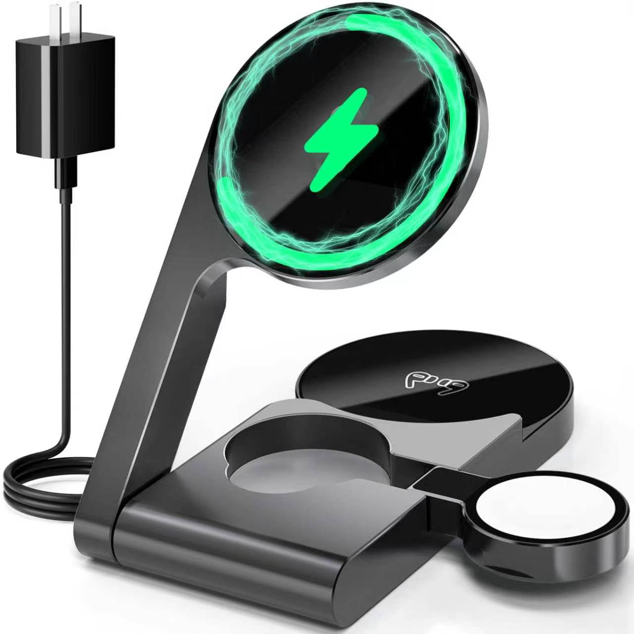 ARIAGLINT 3-in-1 Wireless Charger, 20W Fast Charging Stand Compatible with iPhone, Apple Watch & AirPods, Portable Charging Station for Home, Office and Travel