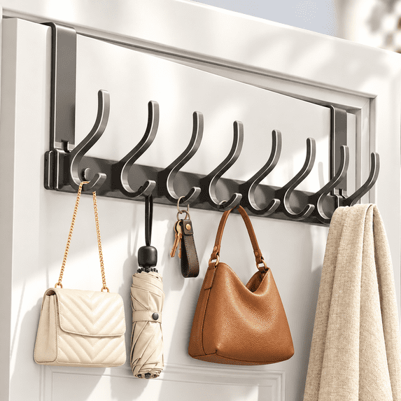 ARIAGLINT Over Door Hooks, 1 Pack Towel Rack for Bathroom with 16 Coat ...
