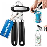 ARIAGLINT Duty Stainless Steel Manual Can Opener, Smooth Edge Safe Cut Can Opener with Oversized Comfort Turn Knob, Multifunctional Kitchen Can & Bottle Opener,