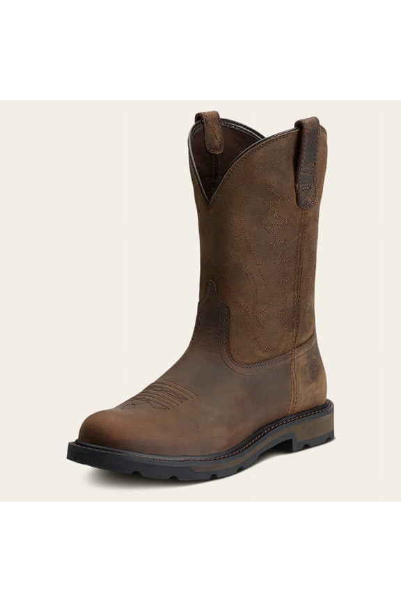 BMVY9 Mens Groundbreaker Work Boot Brown 9.5 Wide