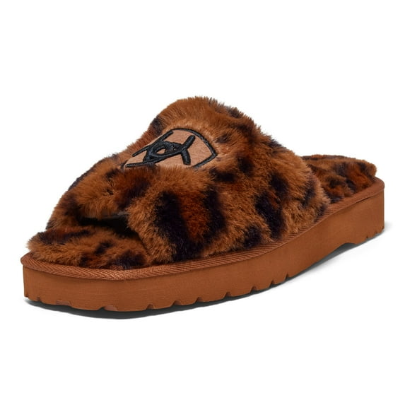 ARIAT Adult Female Cozy Slide Slippers, Color: Leopard, Size: 11