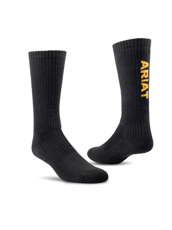Unisex Premium Ringspun Cotton Mid-Calf Work Socks Black 3-Pair Pack - AR2294-002