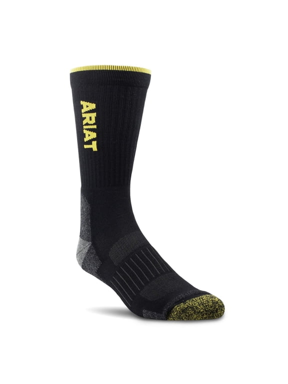 ARIAT High Performance Crew Tek Work Boot Sock (2-Pair Pack) Black - AR2777-002
