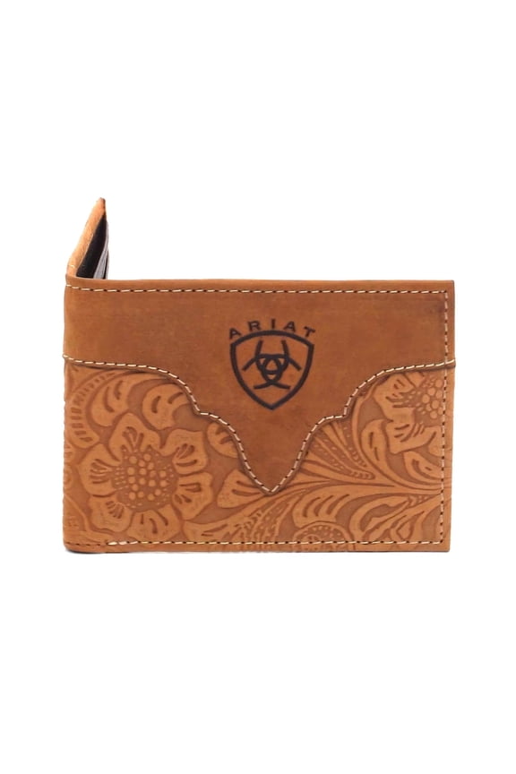 Men's Genuine Leather Floral Embossed Bifold Wallet Y101