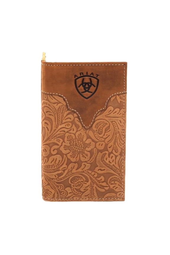 Men's Genuine Leather Floral Embossed Rodeo Wallet A101