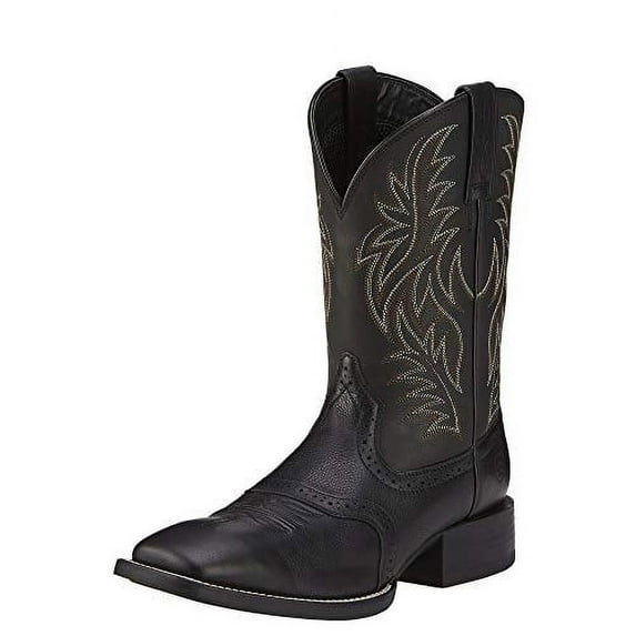 ARIAT Men's Sport Wide Square Toe Western Boot Black Deertan - 10016292