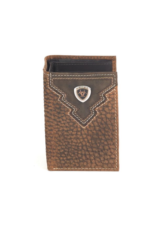 Trifold Overlay Shield Wallet, Brown Rowdy A101