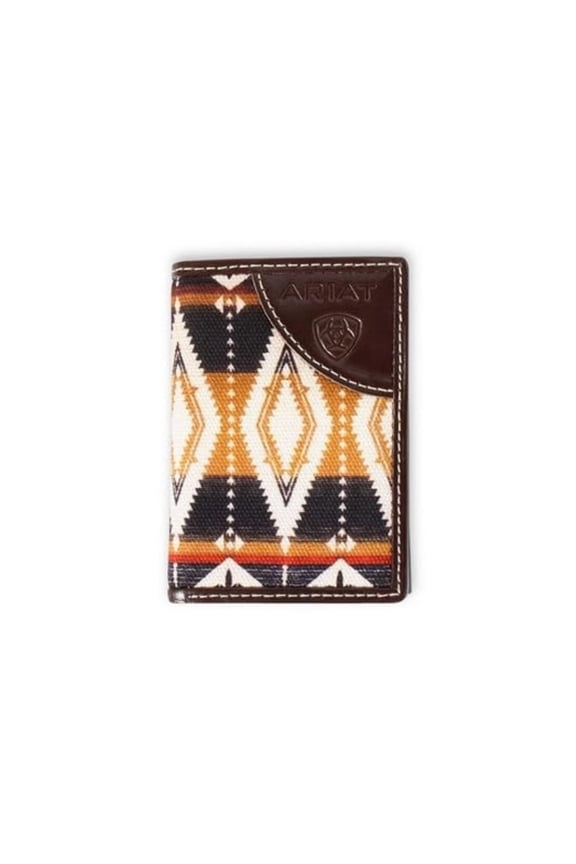 Trifold Southwest Fabric Wallet, Brown A101