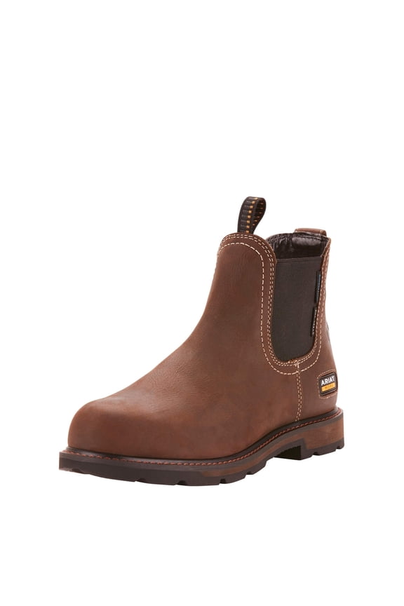 WORK Men's Groundbreaker Chelsea Waterproof Steel Toe Work Boot Dark Brown - 10024983 BROWN