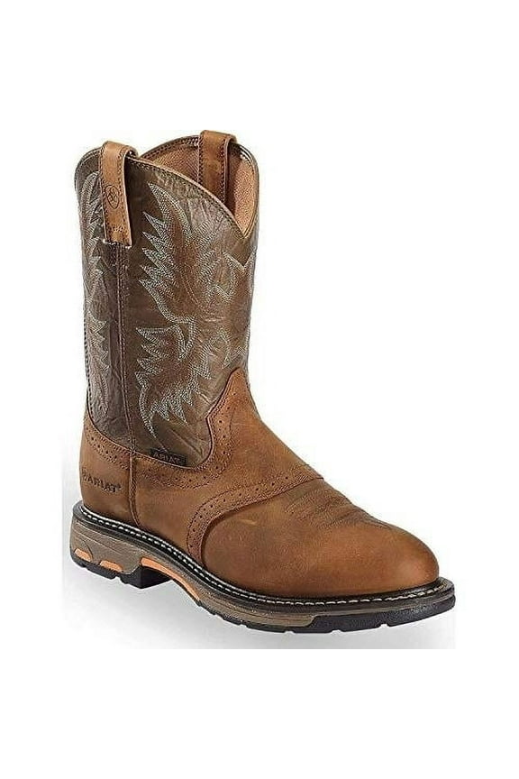 WORK Mens 10" WorkHog Soft Toe Pull-On Work Boot Aged Bark - 10001188 AGED BARK