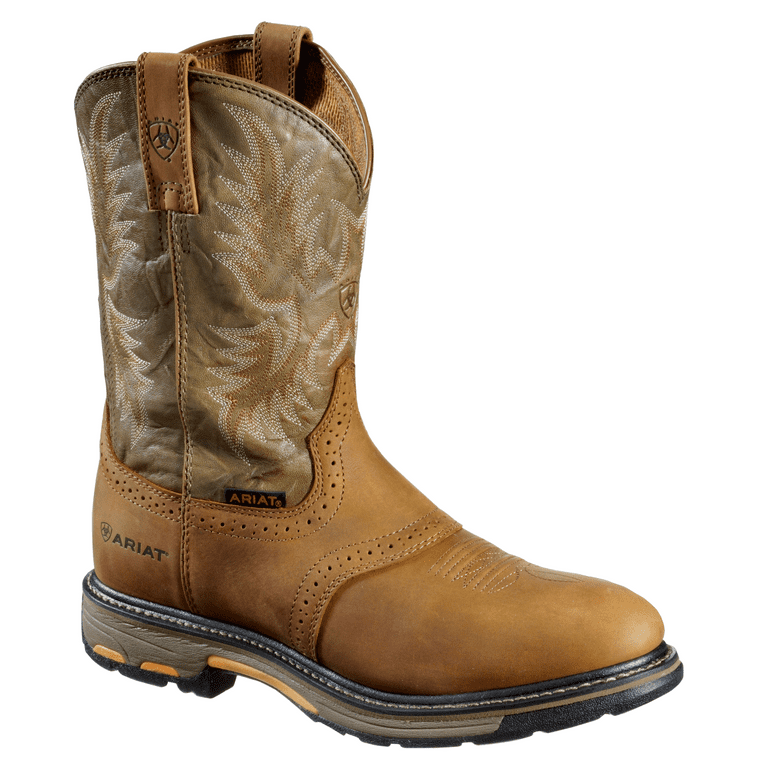 Ariat 16916 Workhog Pull On Western Boots for Men Aged Bark Army Green 11W Walmart