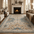 thumbnail image 1 of ARICOEASY 8'x10' Washable Area Rugs, Vintage Beige Blue Distressed Non-Slip Soft Low-Pile Carpet for Living Room, Bedroom, Dining Room and Office, 1 of 8
