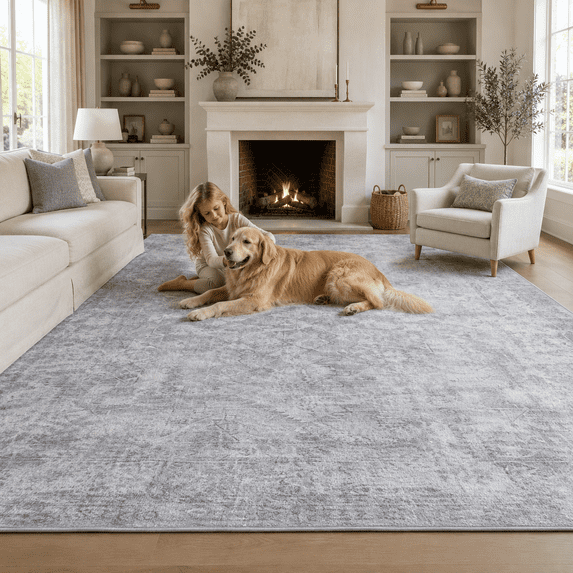 ARICOEASY 8x10 Area Rugs Large Area Rug for Bedroom Dining Room Kitchen Foldable Nonslip Rug, Grey