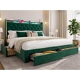 thumbnail image 1 of ARICOEASY California King Size Bed Frame with Storage Drawers and LED Headboard for Bedroom, Green, 1 of 9