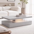 thumbnail image 1 of ARICOEASY LED Coffee Table with Storage Space, 43.3" Modern High Gloss Center Table with RGB LED Lights for Living Room, Grey, 1 of 7