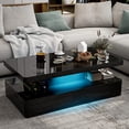 thumbnail image 1 of ARICOEASY LED High Glossy Coffee Table, Modern Coffee Table for Living Room with 16 Colors LED Lights, Black, 1 of 7