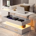 thumbnail image 1 of ARICOEASY Lift Top Coffee Table with LED Lights and Hidden Storage Open Shelf for Living Room Bedroom, White, 1 of 5