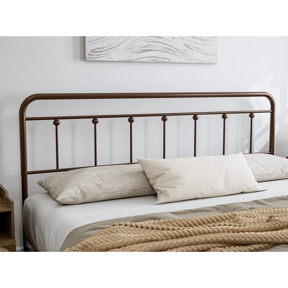 ARICOEASY Metal King Size Headboard Only for Bedroom with Height Adjustable, Sturdy Headboard Suitable for Bedrooms, Hotel, Guesthouse, Brown