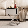 thumbnail image 1 of ARICOEASY Mirrored End Table with LED Light & Large Drawer, 1 of 6