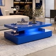 thumbnail image 1 of ARICOEASY Modern LED Coffee Table, 2 Tiers Rectangle Center Table, Blue, 1 of 7