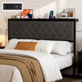 thumbnail image 1 of ARICOEASY Queen Size Storage Headboard with Charging Station, Upholstered Button Tufted Headboard, Easy Assembly, Dark Grey, 1 of 9