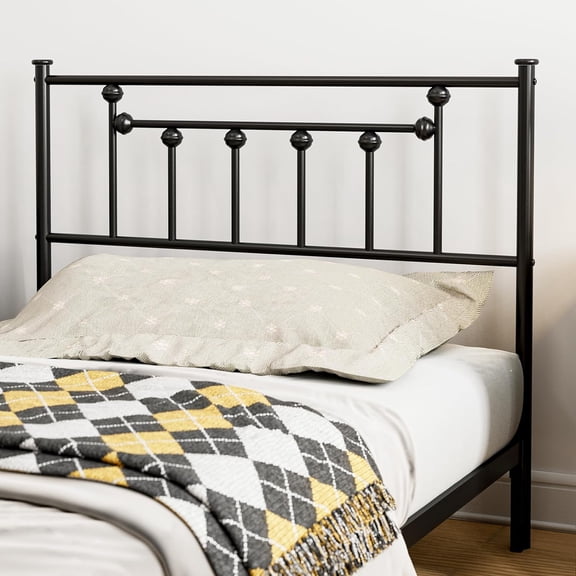 ARICOEASY Twin Size Metal Head Board Adjustable Height from 42.1" to 51.6", Farmhouse Victorian Style, Sturdy and Stable, Attach Frame, Easy Assembly, Black