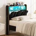 thumbnail image 1 of ARICOEASY Twin Size Storage Headboard Only with Charging Station & LED Light for Twin Beds, Black, 1 of 8