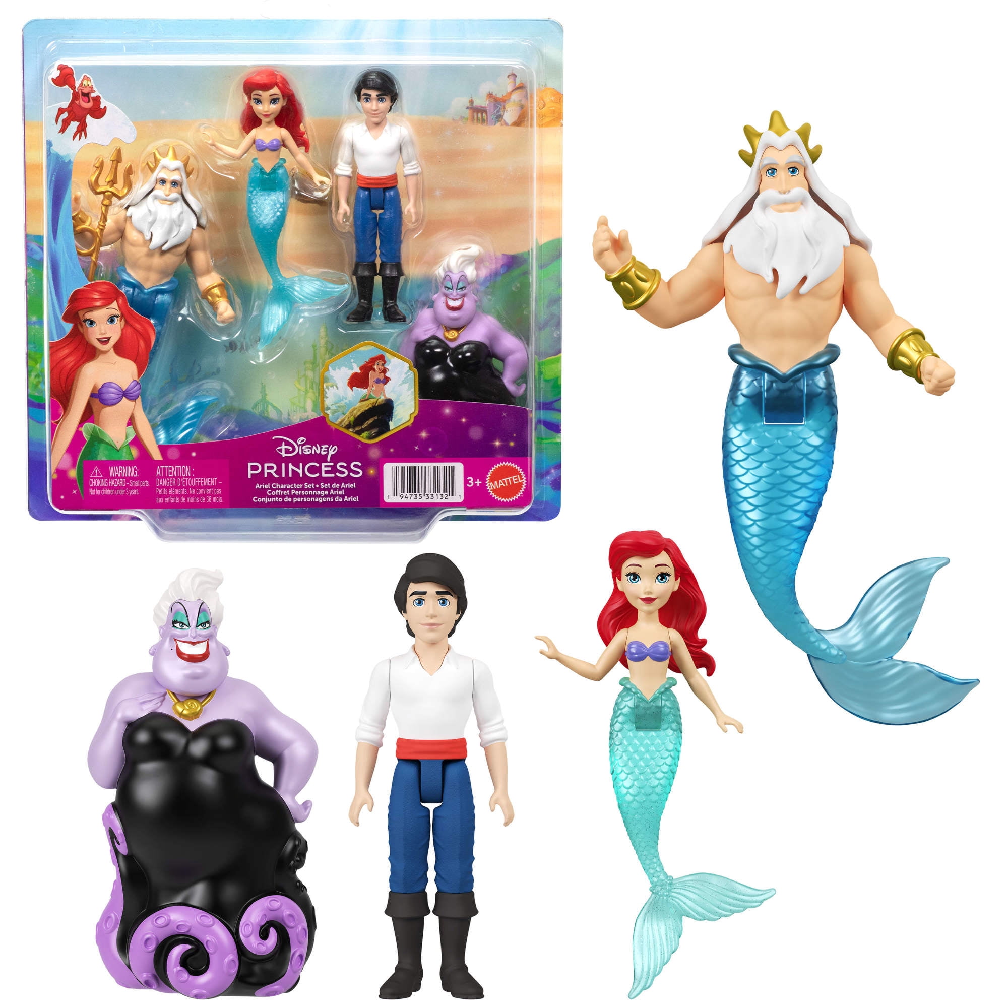 Disney Princess Ariel Character Set, 4 Dolls Inspired by The